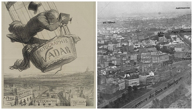 Nadar fa les primeres fotografies aèries des del seu globus aerostàtic anomenat “El Gegant”.