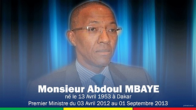 Abdoul Mbaye (3 avril 2012 - 1 septembre 2013)