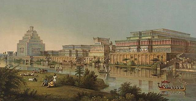 Construcción del palacio asirio de senaquerib en nínive