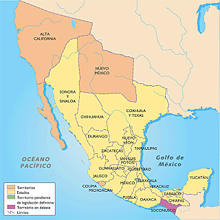Mapa de México segun la constitución de 1824