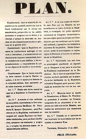 Se proclamó el plan de Tacubaya