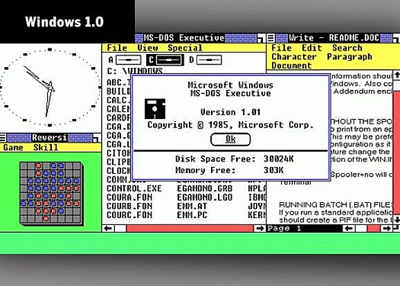 Windows 1.0 ( extension de MS-DOS)