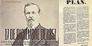 Un grupo de conservadores encabezado por el general Félix María Zuluaga proclamó el plan de Tacubaya que condenaba a la constitución y convocaba a un congreso contribuyente