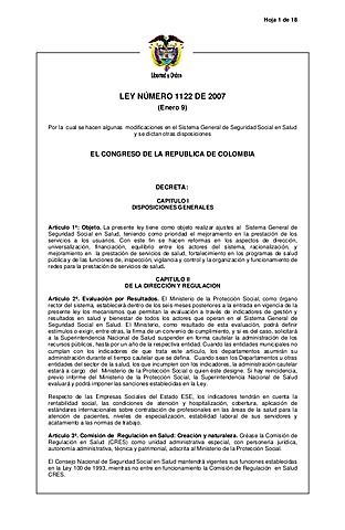 Ley 1122 de 2007