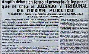 SE instaura el Tribunal de Orden Público (TOP)