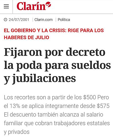 Recorte de Jubilacion y postergacion de pagos.