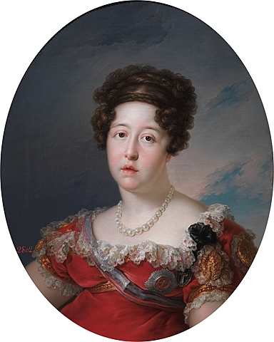 María Isabel de  Braganza como fundadora del Museo del Prado.