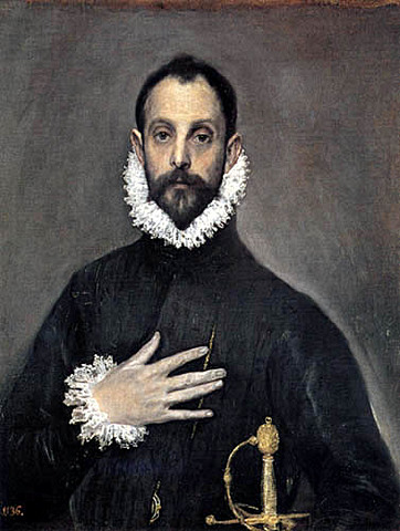 El caballero de la mano el pecho