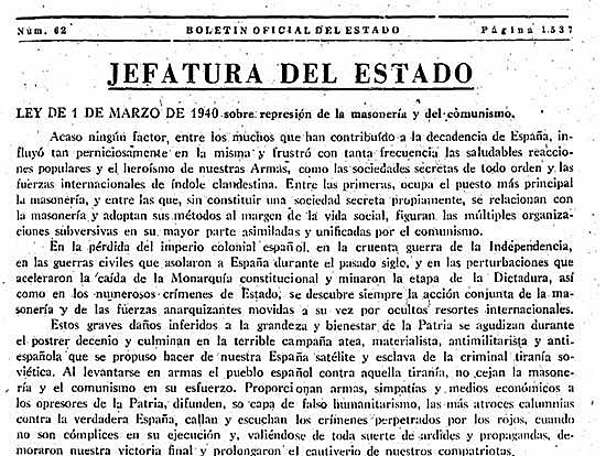 Ley de represión de la masonería y el comunismo.