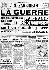 Francia y Reino Unido le declaran la guerra a Alemania.