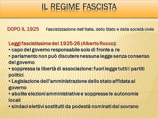 Lo stato liberticida: le cosiddette 'leggi fascistissime'