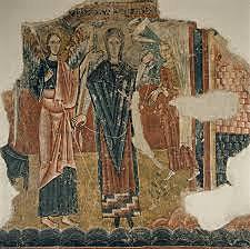 Anunciación. Pinturas murales de San Pedro de Sorpe (Lérida, España), mediados del siglo XII. Barcelona, MNAC. 0