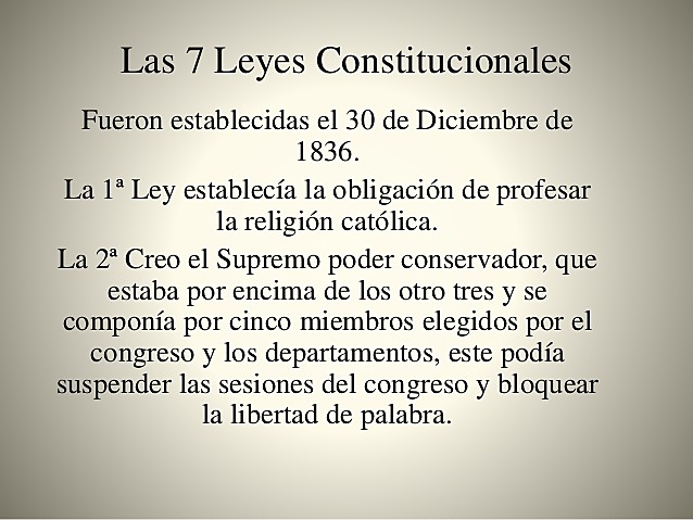 Contenido de la Primera y Segunda  Ley  de 1836
