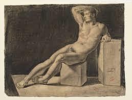 Desnudo masculino recostado / Apunte de desnudo masculino tumbado