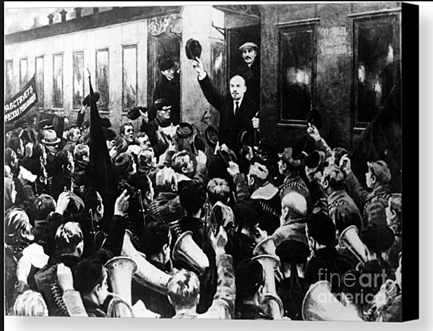 Lenin returns from exile and arrives in Petrograd via a sealed train.