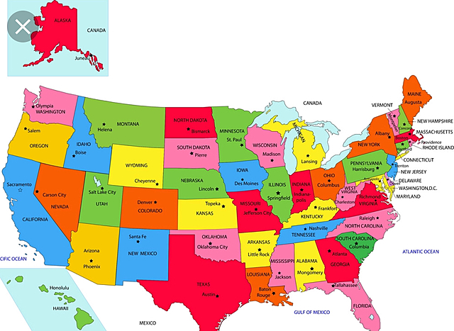 50 states -Alaska and Hawaii