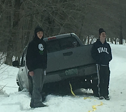 Got my Truck stuck on A Snowmobile trail.