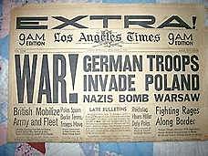 Germany invades Poland, starting WWII.
