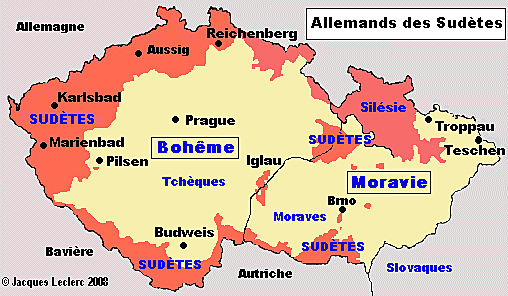 Sudètes demandent autonomie (aidé par Hitler)