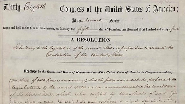 13th Amendment Ends Slavery