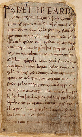 800-Beowulf , la primera gran obra de la literatura germánica, mezcla las leyendas de Escandinavia con la experiencia en Inglaterra de los anglos y sajones