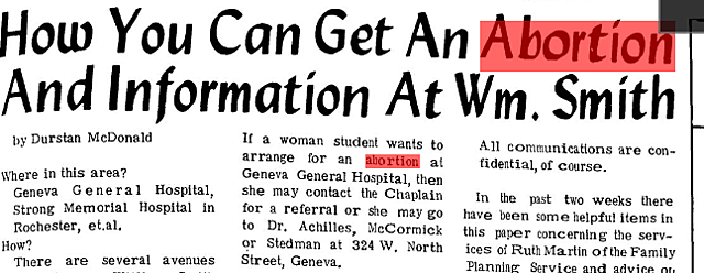 HWS: Abortions at William Smith