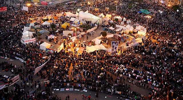 Inicio de la revolución Egipcia en la Plaza Tahrir, en El Cairo
