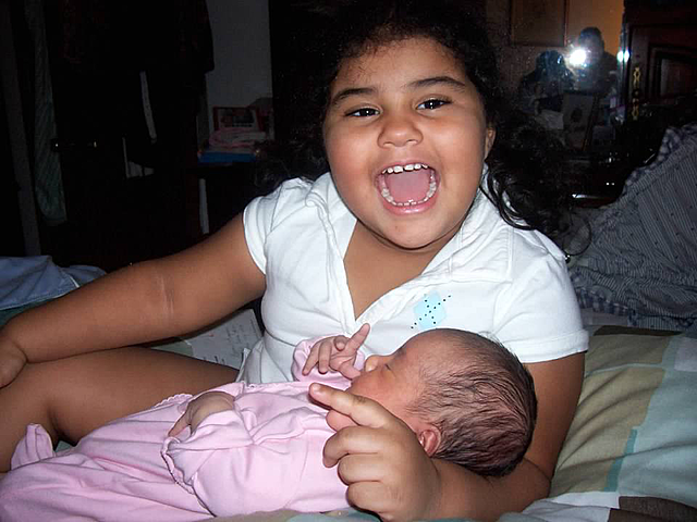 My sister being brought home for the first time