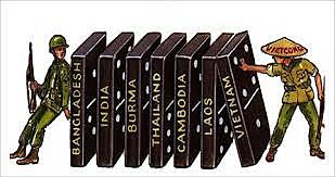 President Eisenhower declares "Domino Theory"