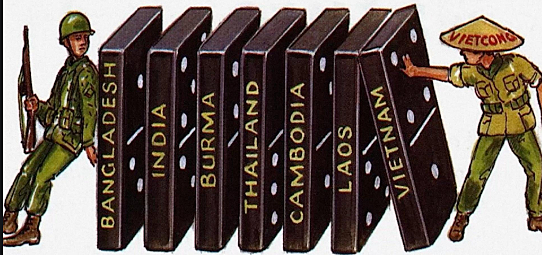 President Eisenhower declares "Domino Theory."