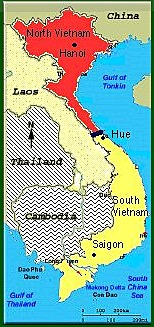 The Geneva Accords cause Vietnam to be split into North and South.