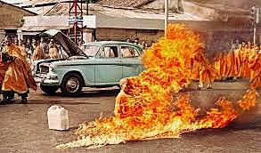 A South Vietnamese monk sets himself on fire