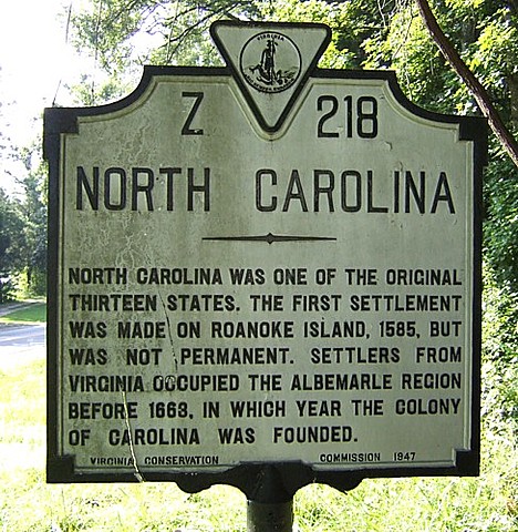 North Carolina was founded.