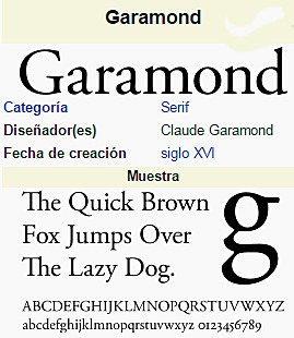 Tipografía Garamond