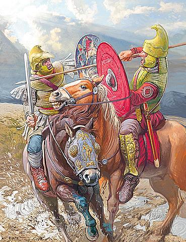 Periodo de la anarquía militar: se sucede un gran número de emperadores elegidos por el ejército. Presión de los pueblos fronterizos (germanos, partos...)y crisis económica. Migraciones desde las ciudades al campo.