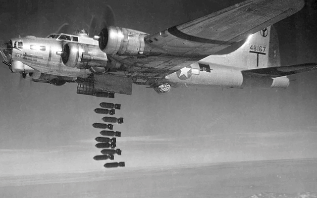 heavy bombing