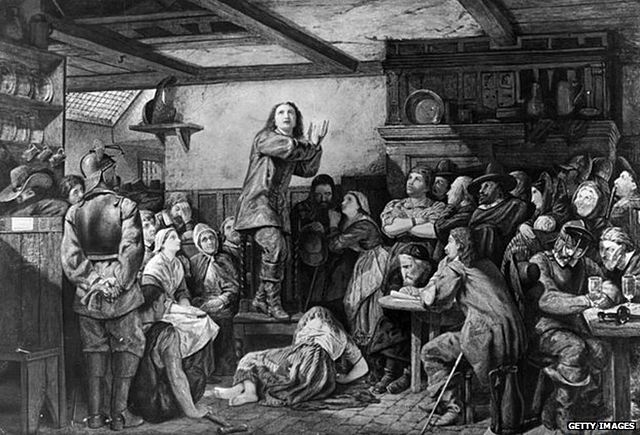 The Quakers were persecuted in England, because of their beliefs.