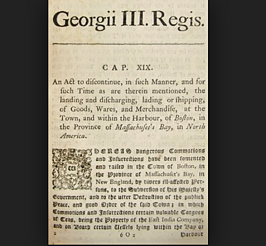 Britain Passes Boston Port Act in America