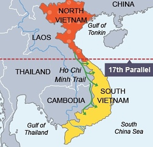 The Geneva Accords cause Vietnam to be split into North and South