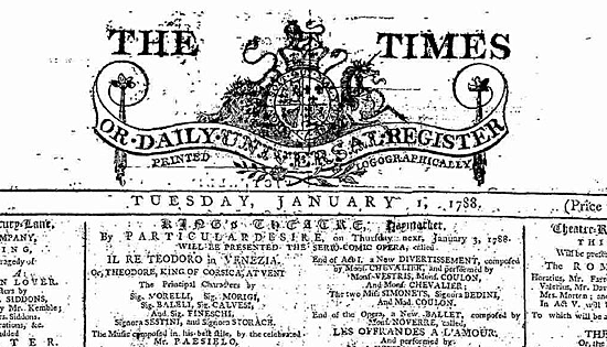 First publication of “The Times”.