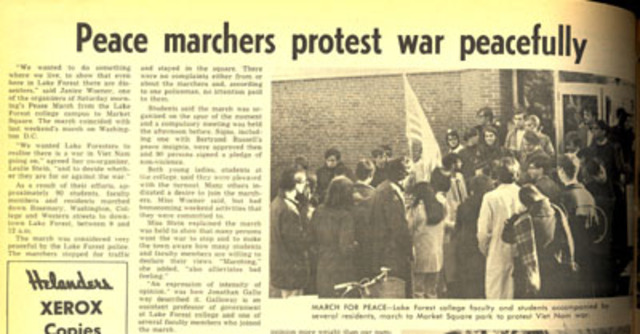 Lake Forest College students protest the Vietnam War