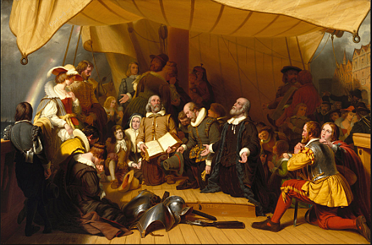 Group of Puritans known as the Pilgrims left Britain to go to America to worship freely.