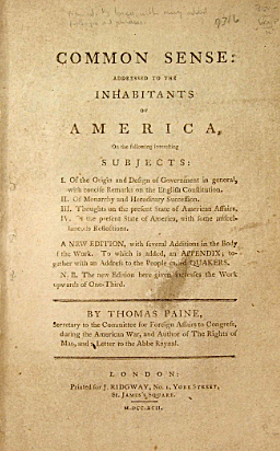 in the pamphlet Common Sense, the writer Thomas Paine writes an article advertising the though of freedom from Britain