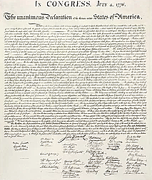 America Signs the Declaration of Independence, and secedes from Britain