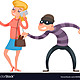 Mask criminal male thief stealing purse from vector 16350748