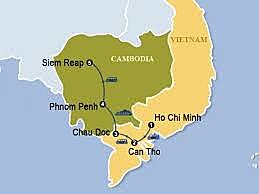 North Vietnam and Cambodia to South Vietnam
