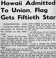 Hawaii is Admitted as a State