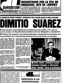 Dimisión de Adolfo Suárez.