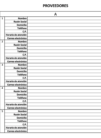 Realizar el vaciado de datos en el formato 2 "Proveedores"