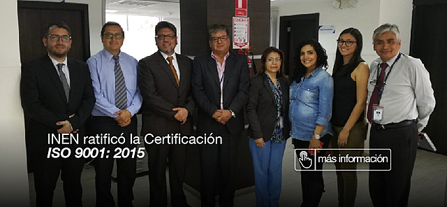 INEN ratificó la certificación ISO 9001: 2015